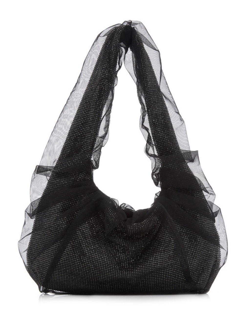 KARA Tulle and Crystal Mesh Bag